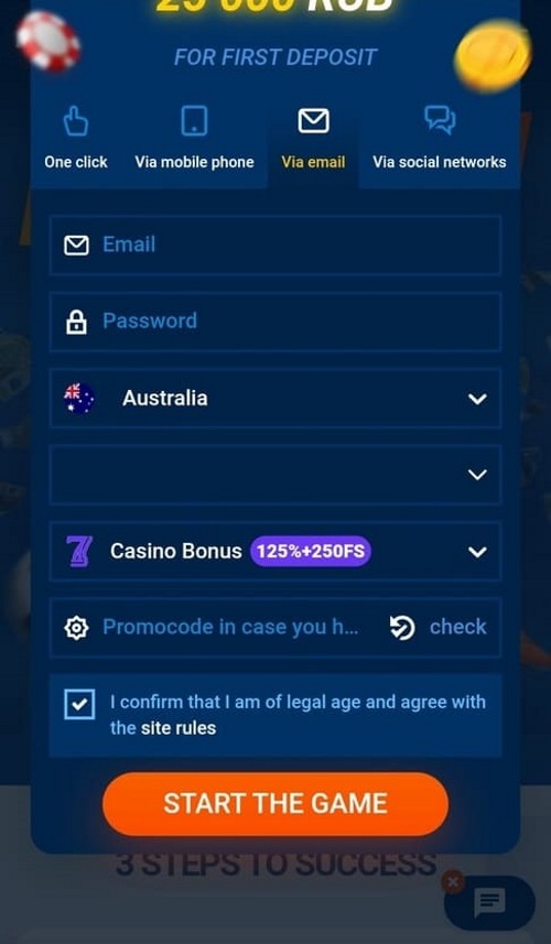 create an account in the app