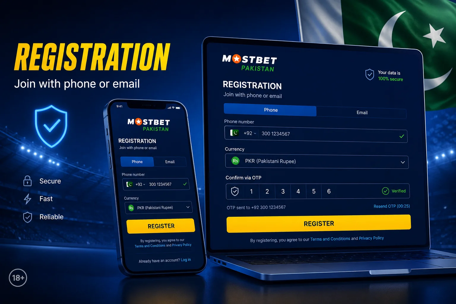 Mostbet registration by phone number or email